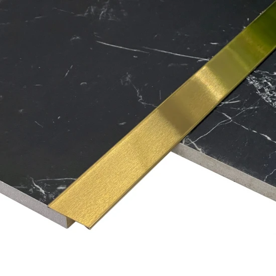 Profil trecere T inox 30x9x2700 mm auriu mat / periat - la nivel