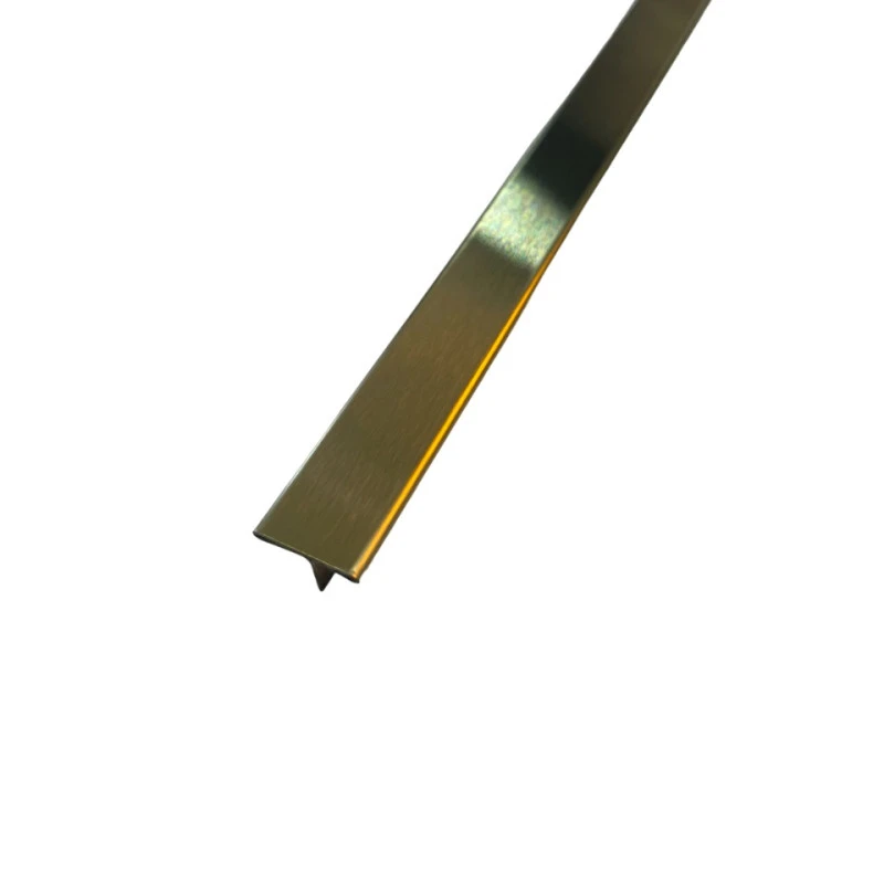 Profil trecere T inox 15x9x2700 mm auriu mat / periat - la nivel - PT15AB