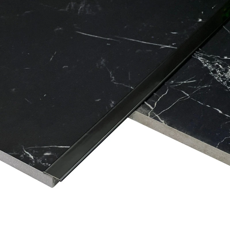 Profil trecere T inox 15x9x2700 mm negru lucios - la nivel