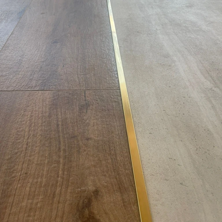 Profil trecere T inox 15x9x2700 mm auriu mat / periat - la nivel - PT15AB