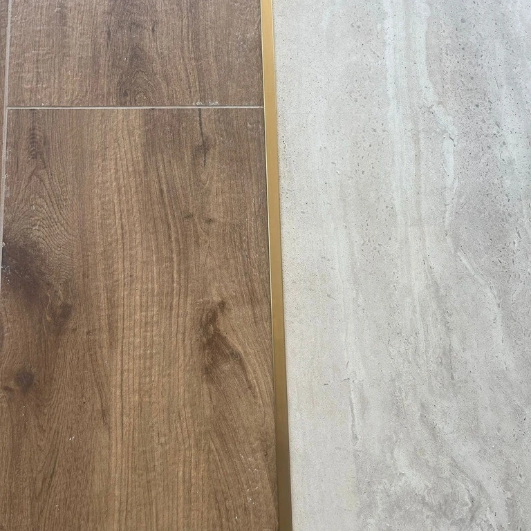 Profil trecere T inox 15x9x2700 mm auriu mat / periat - la nivel - PT15AB