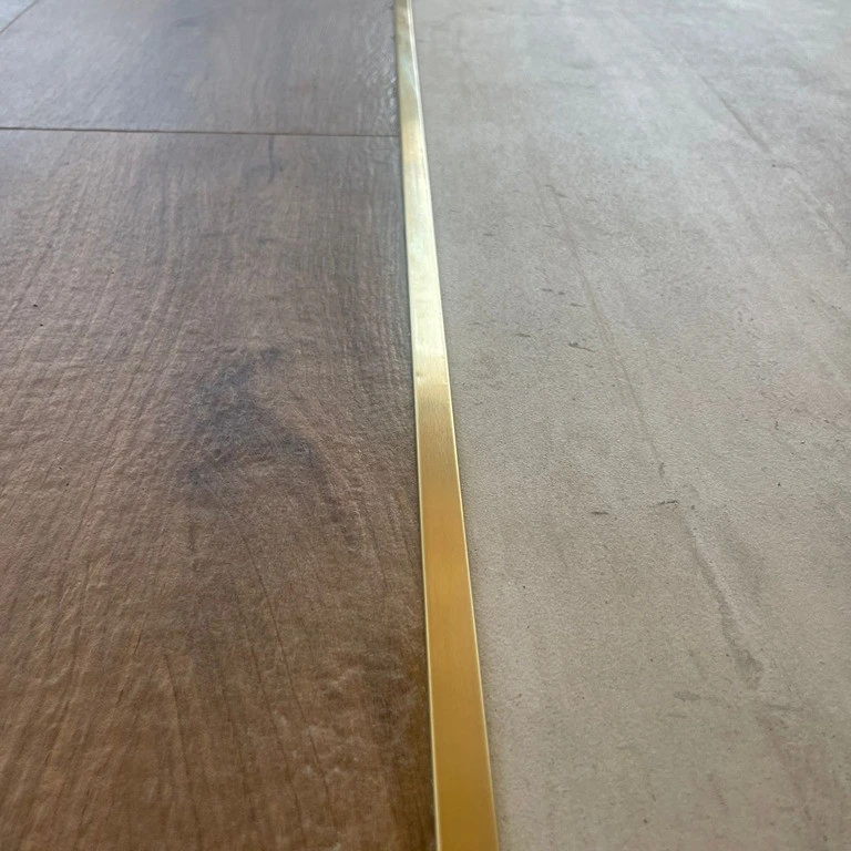 Profil trecere T inox 15x9x2700 mm auriu mat / periat - la nivel - PT15AB