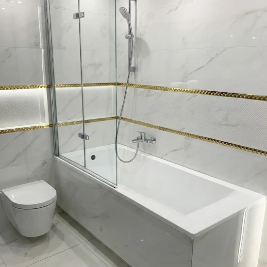 Brau U inox auriu lucios 30 x 9 mm - listel embosat decorativ faianta 2.7 m