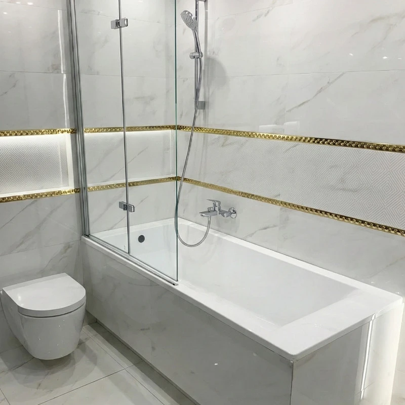 Brau U inox auriu lucios 30 x 9 mm - listel embosat decorativ faianta 2.7 m