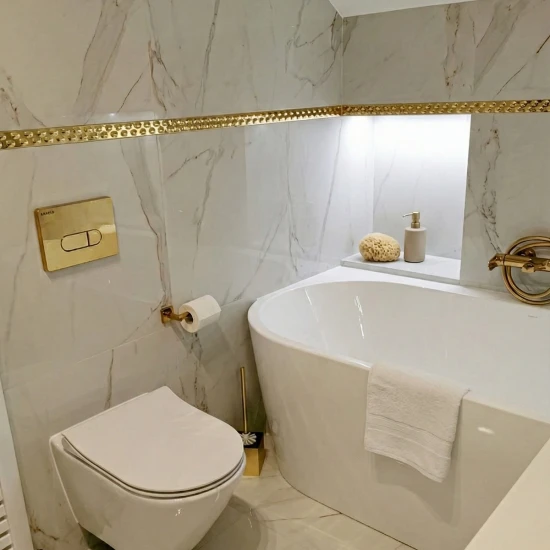 Brau U inox auriu lucios 30 x 9 mm - listel embosat decorativ faianta 2.7 m