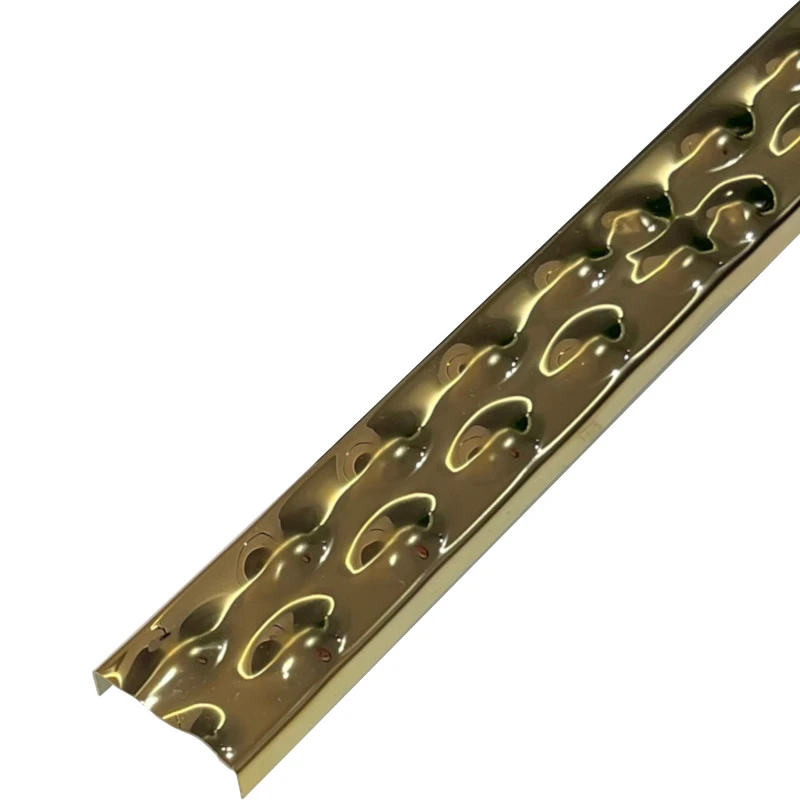 Brau U inox auriu lucios 30 x 9 mm - listel embosat decorativ faianta 2.7 m
