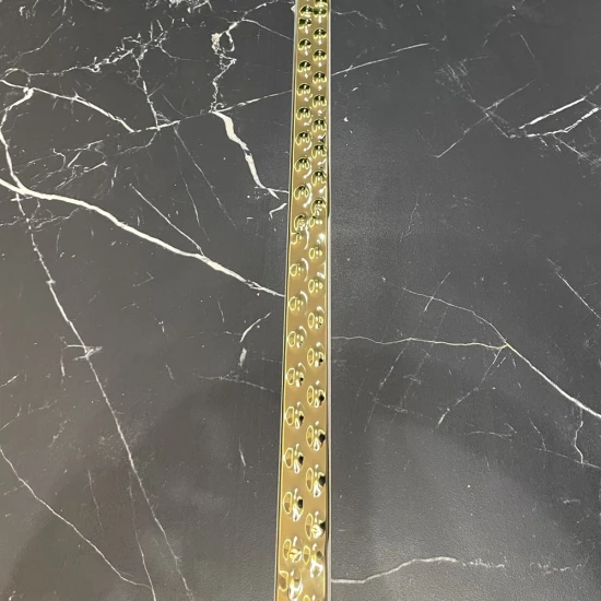 Brau U inox auriu lucios 30 x 9 mm - listel embosat decorativ faianta 2.7 m