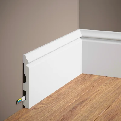 Plinta decorativa 13.7x1.8x200 cm, polimer rigid, alba, vopsibila, Mardom MD360 MARDOM DECOR