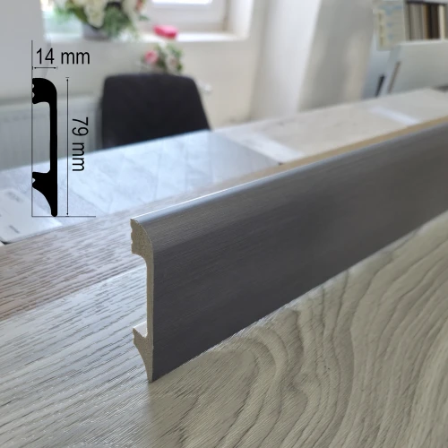 Plinta WP10 1.4 X 7.9 X 200 cm, Brushed Gray, Polimer Dur