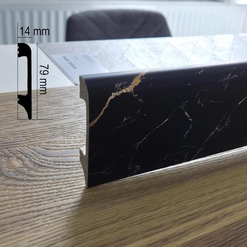 Plinta decorativa Gold Black WP09 14x79x2000 mm din Polimer Dur
