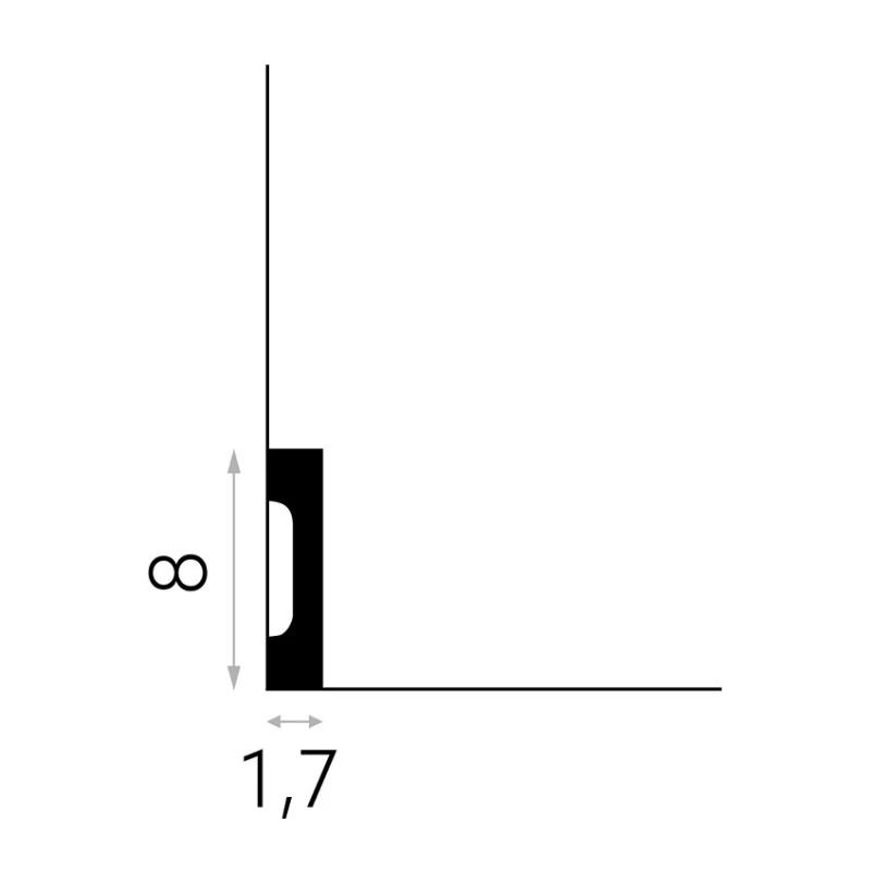 Plinta polimer dur MD008 8x1.7x200 cm, minimalista, alba, vopsibila