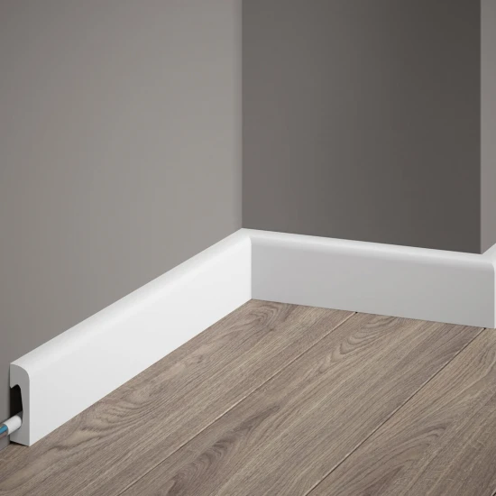 Plinta decorativa 4,9x1,5x200 cm, polimer rigid, alba, vopsibila, Mardom MD004, minimalista Plinta decorativa 4,9x1,5x200 cm, polimer rigid, alba, vopsibila, Mardom MD004, minimalista