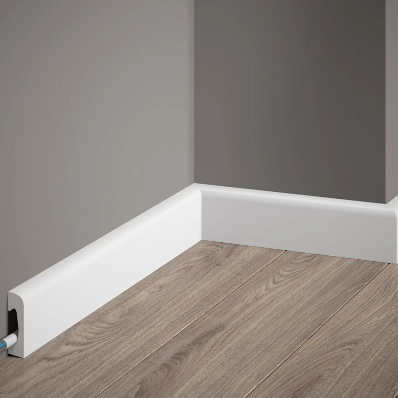 Plinta decorativa 4,9x1,5x200 cm, polimer rigid, alba, vopsibila, Mardom MD004, minimalista