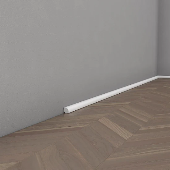 Plinta decorativa 1.8x1.8x200 cm, polimer rigid, alba, vopsibila, Mardom MD235, rotunda