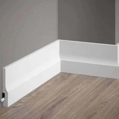 Plinta decorativa 10x1.6x200 cm, polimer rigid, alba, vopsibila, Mardom QS009 MARDOM DECOR