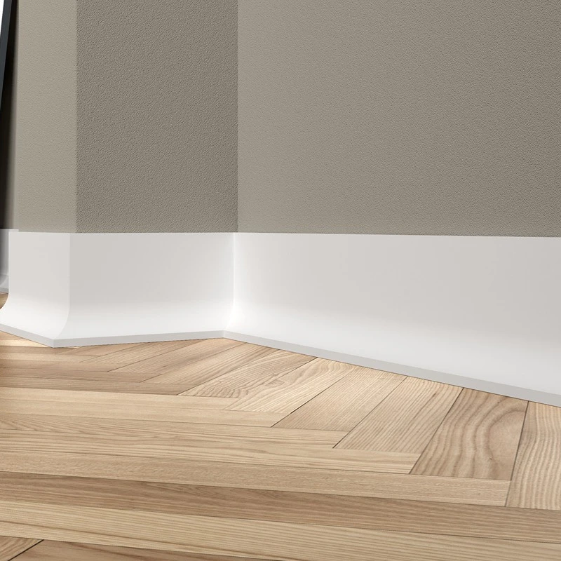 Plinta decorativa 13.5x4x200 cm, polimer rigid, alba, vopsibila, Mardom QS011, curbata