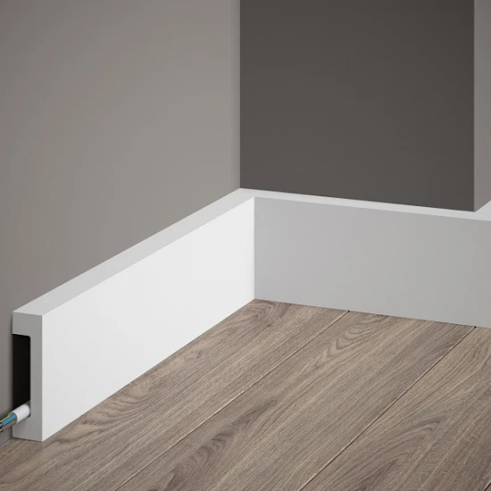 Plinta polimer dur MD008 8x1.7x200 cm, minimalista, alba, vopsibila