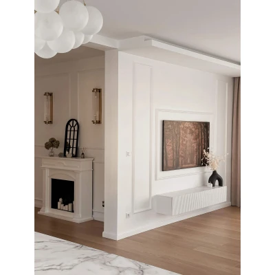 Plintă decorativă MD018 polimer rigid alb 8x1.3x200 cm, stil clasic minimalist MARDOM DECOR
