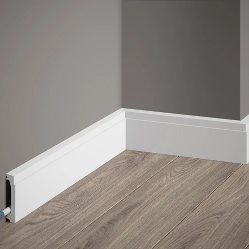 Plinta decorativa 6x1.3x200 cm, polimer dur, alba, Plinta decorativa 6x1.3x200 cm, polimer dur, alba, vopsibila, Mardom MD027, minimalist