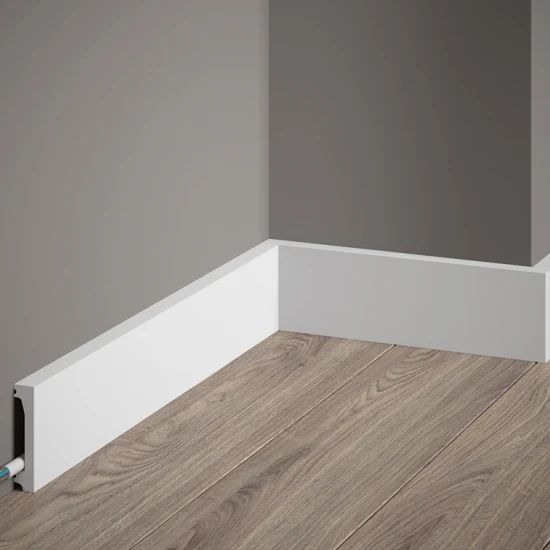 Plinta decorativa MD032 6x1,3x200 cm, polimer dur, alba, vopsibila, simpla, Mardom