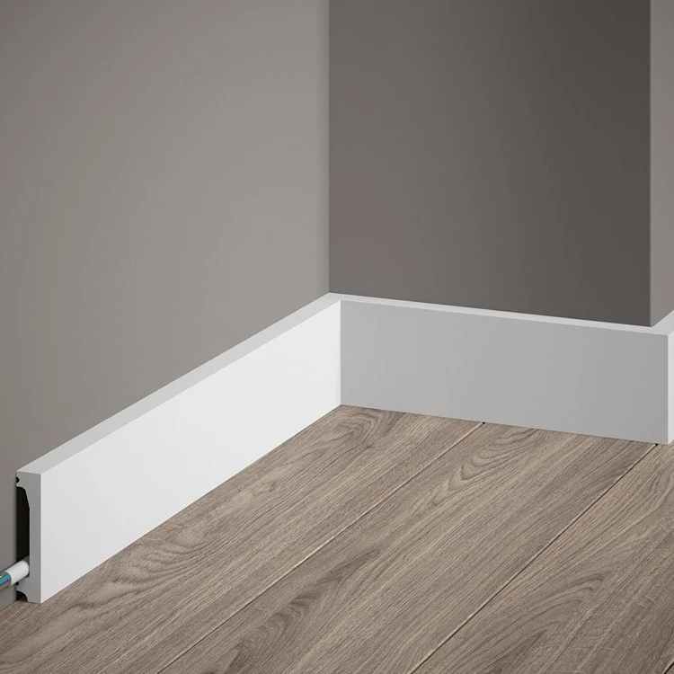 Plinta decorativa MD032 6x1,3x200 cm, polimer dur, alba, vopsibila, simpla, Mardom
