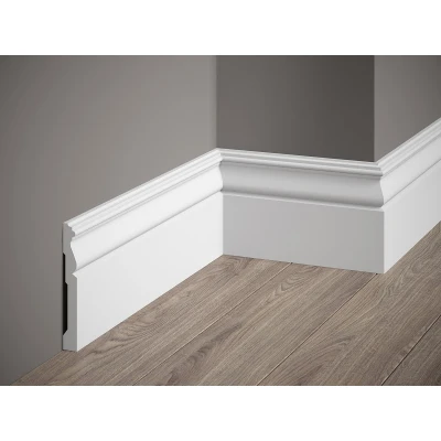 Plinta decorativa 12x1.5x200 cm, polimer dur, alba, vopsibila, Mardom MD095, eleganta MARDOM DECOR