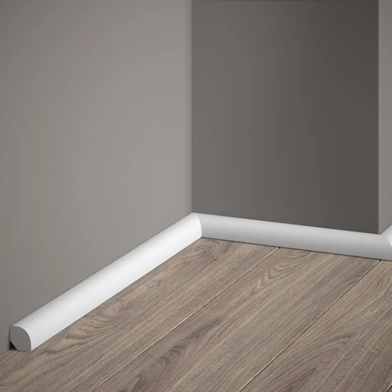 Plinta decorativa 1.8x1.8x200 cm, polimer rigid, alba, vopsibila, Mardom MD235, rotunda