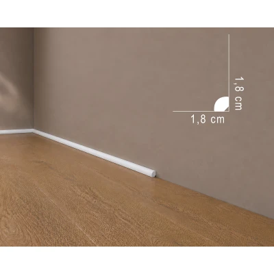 Plinta decorativa 1.8x1.8x200 cm, polimer rigid, alba, vopsibila, Mardom MD235, rotunda MARDOM DECOR