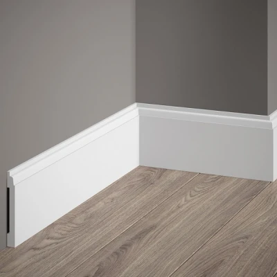 Plintă MD258 polimer rigid alb 8.1x1x200 cm pentru un stil sofisticat MARDOM DECOR