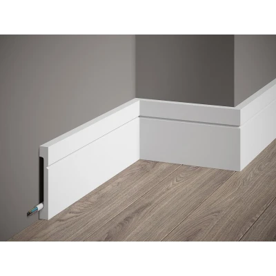 Plinta decorativa 10.8x1.6x200 cm, polimer rigid, alba, vopsibila, Mardom MD356, moderna MARDOM DECOR