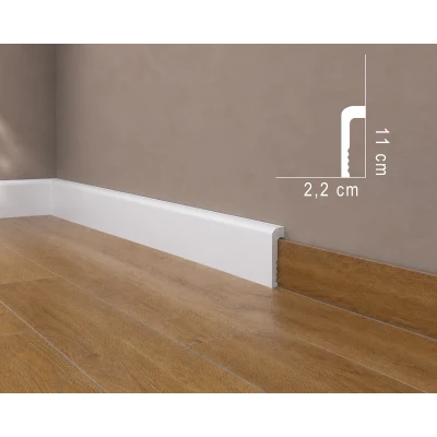 Plintă înaltă MD005 polimer rigid alb 11x2.2x200 cm MARDOM DECOR