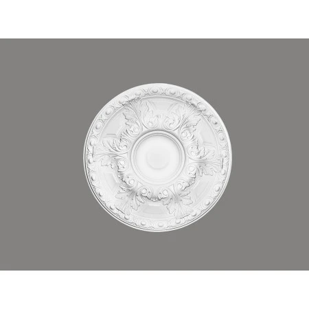Rozeta clasica, model frunze, poliuretan, alba, 59,6 cm, B3047