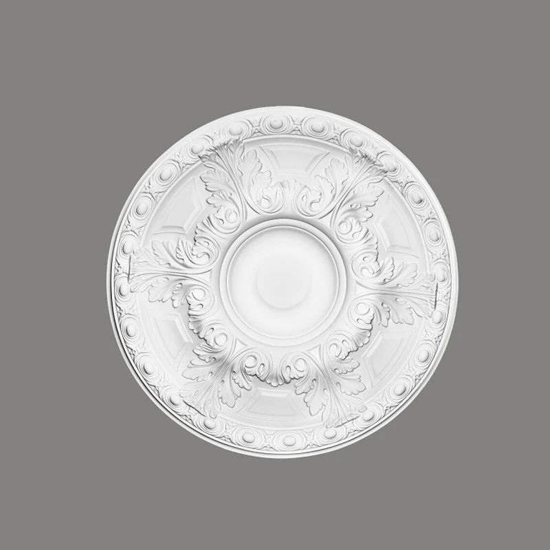 Rozeta clasica, model frunze, poliuretan, alba, 59,6 cm, B3047