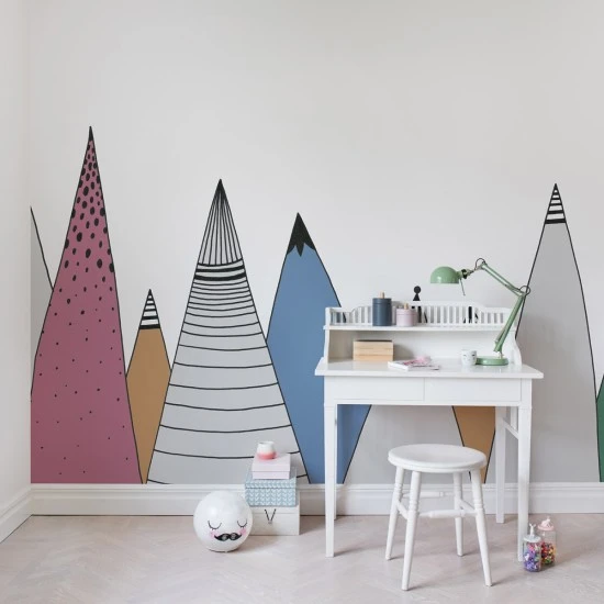 Fototapet premium, model 3d munti desenati color , dimensiuni pe comanda