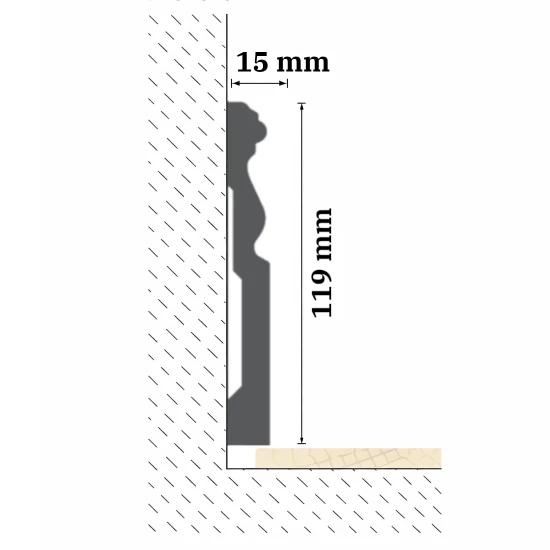 Plinta decorativa LPC09 119x15x2440 mm din duropolimer, profil clasic
