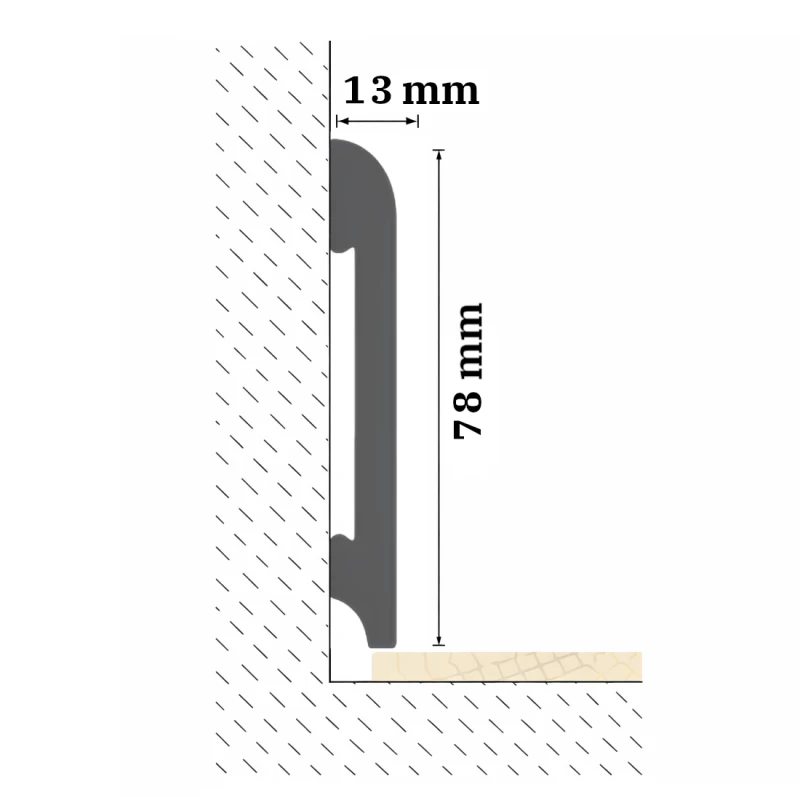 Plinta decorativa LPC11 78x13x2440 mm din duropolimer, profil modern