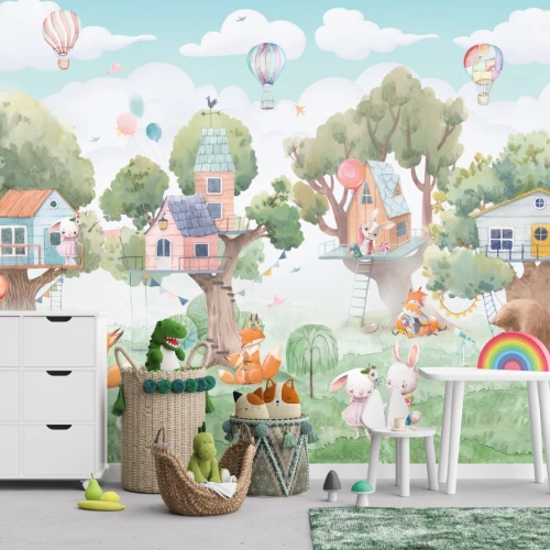 Fototapet fara imbinari Watercolor Village