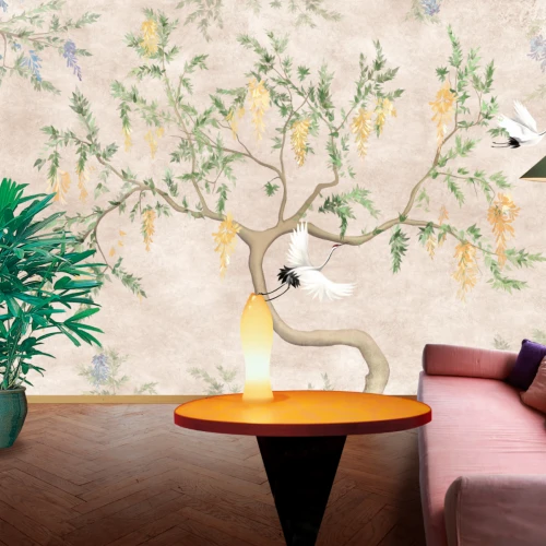 Fototapet fara imbinari Japanese Cranes In The Garden