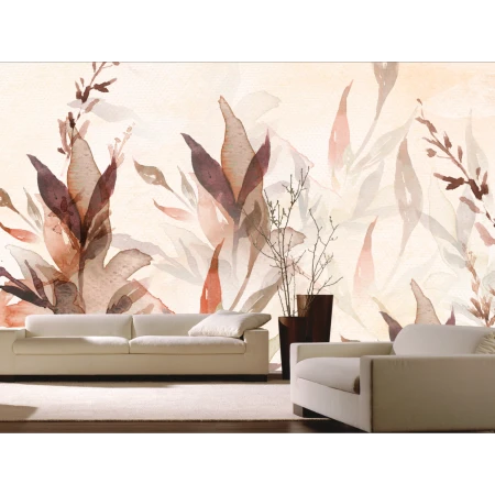 Fototapet fara imbinari Watercolor Leaves Premier Decor