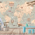 Fototapet fara imbinari World Fly Map - Camera Copilului