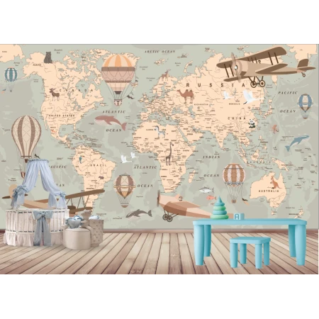 Fototapet fara imbinari World Fly Map Premier Decor