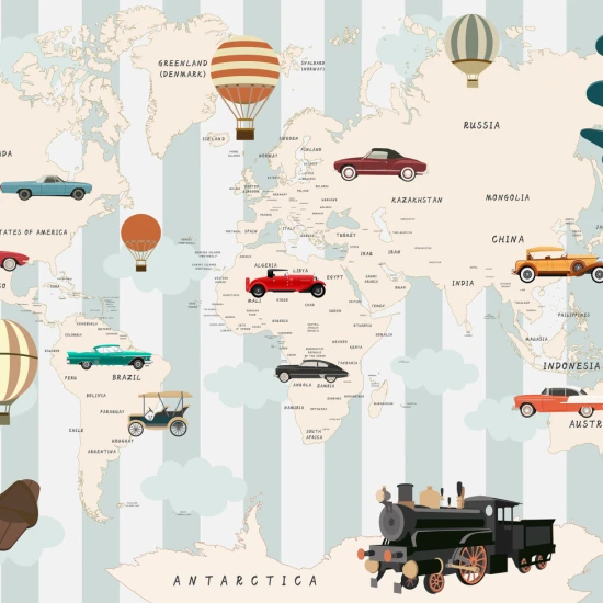 Fototapet fara imbinari Playful World Map