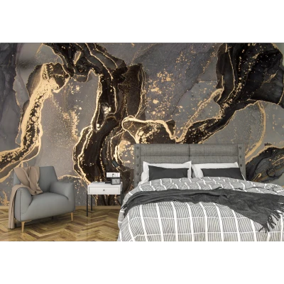 Fototapet fara imbinari Dream Darkened Golden Fluid Art Premier Decor