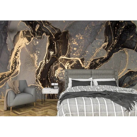 Fototapet fara imbinari Dream Darkened Golden Fluid Art