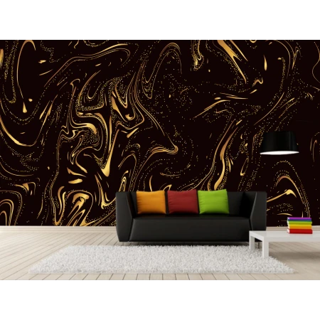 Fototapet Fundal Întunecat și Valuri Aurii Premier Decor
