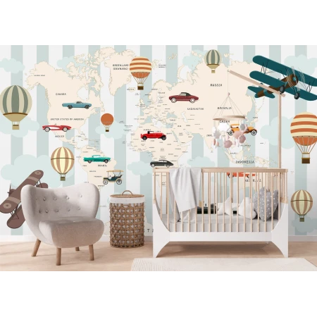 Fototapet fara imbinari Playful World Map Premier Decor