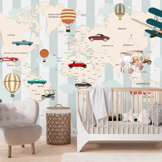 Fototapet fara imbinari Playful World Map