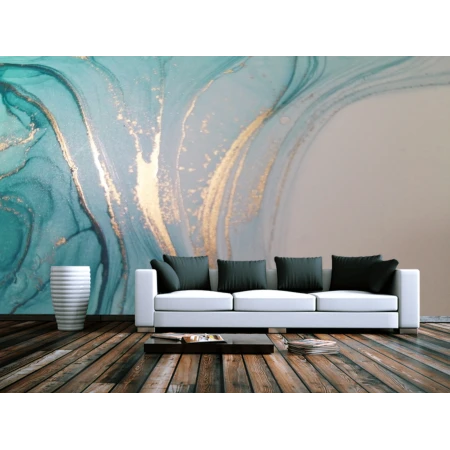 Fototapet fara imbinari Dream Saturated Turquoise With Golden Waves