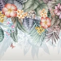 Fototapet fara imbinari Dream Butterflies With Tropical Flowers