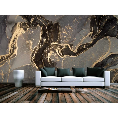 Fototapet fara imbinari Dream Darkened Golden Fluid Art Premier Decor